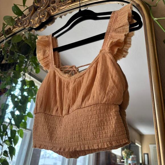 Free People Orange Bohemian Crop Top Small Festival Boho Hippie Fairycore - Picture 4 of 6